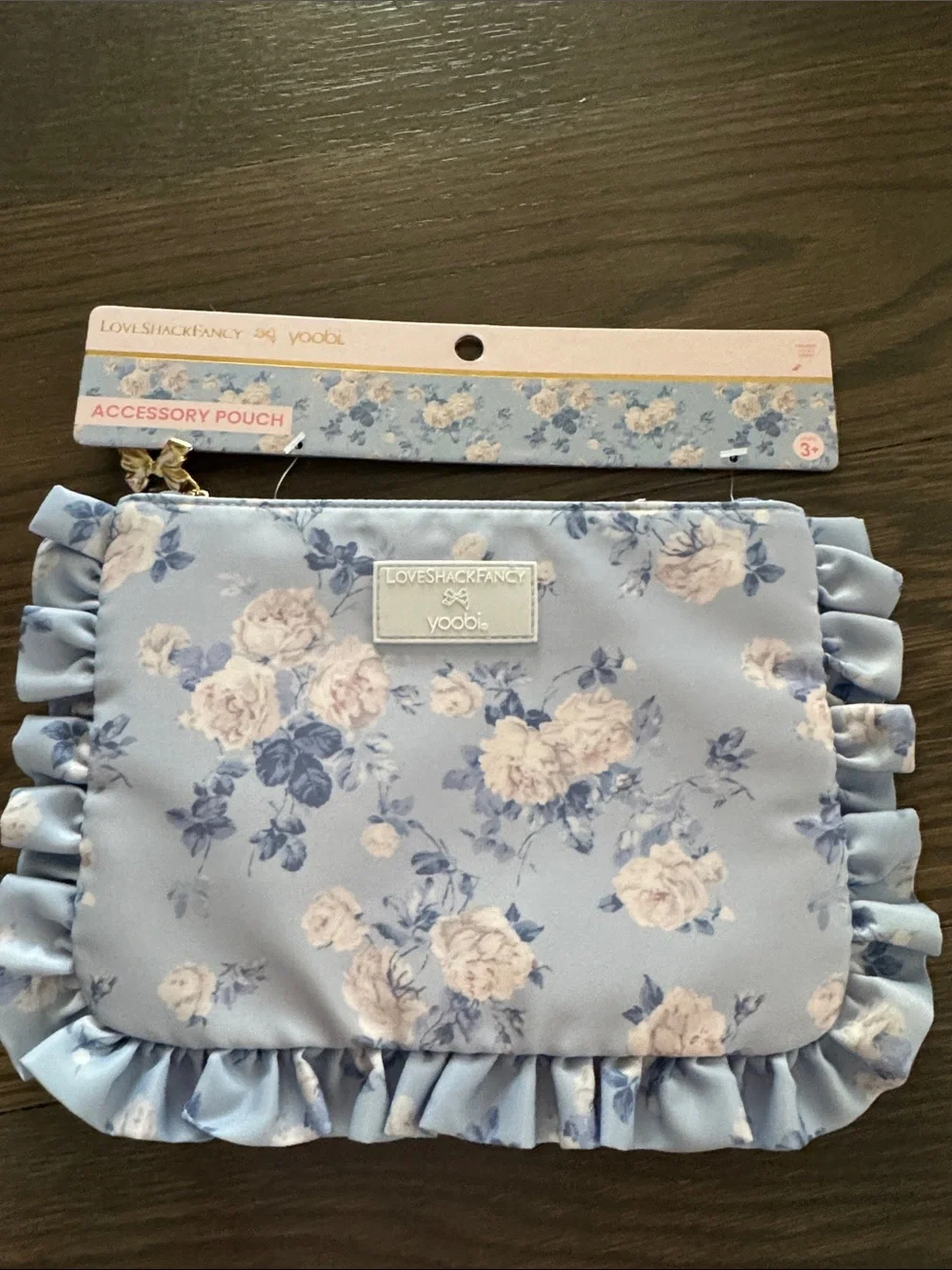 LoveShackFancy Kids Blue Floral Ruffle Accessory Pouch & Stationery Set